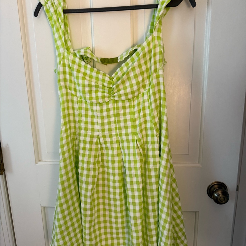 Green and White Gingham Dress